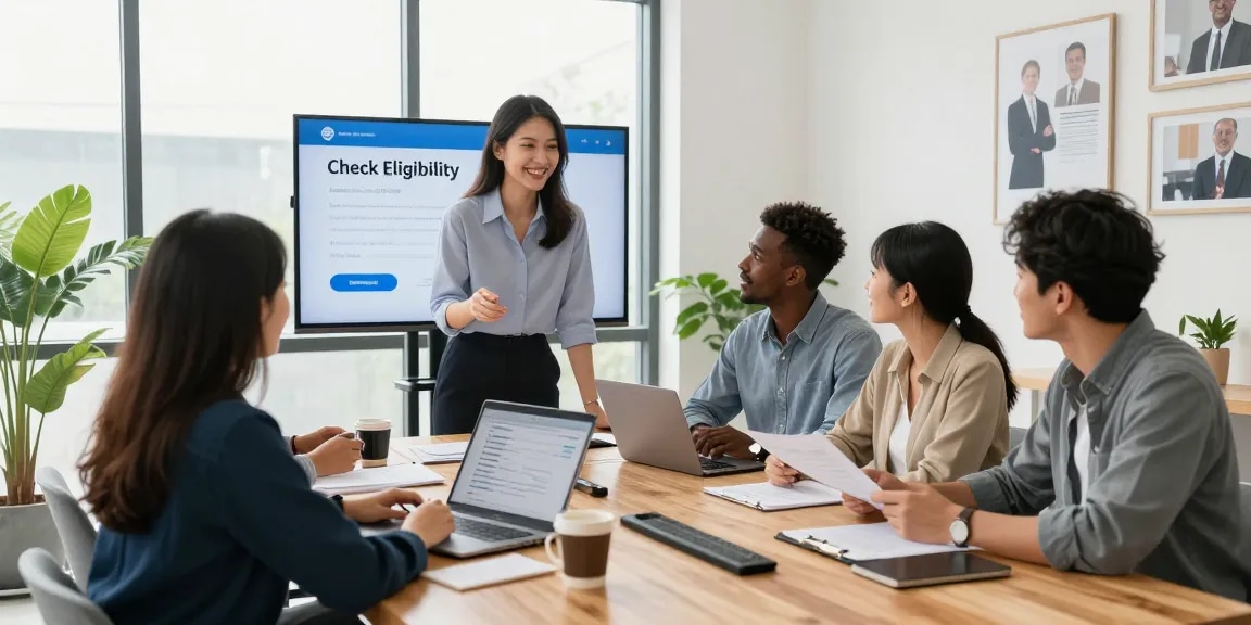 Check eligibility for a $150 loan in a supportive financial office environment.