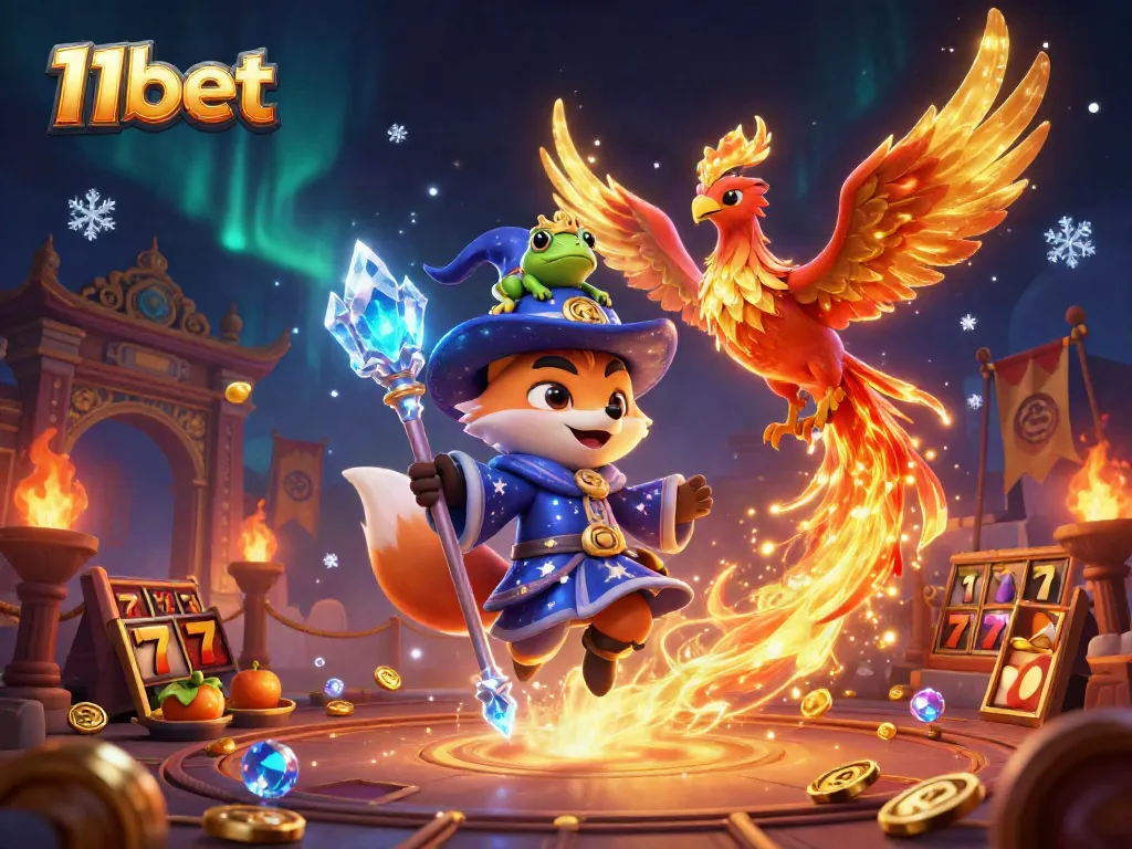 Start your betting adventure on 11bet with vibrant casino elements and magical characters.