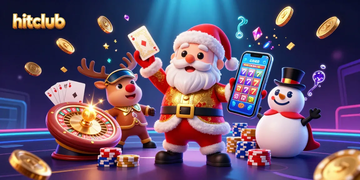 Experience hitclub's vibrant casino energy with Santa and friends spinning slots and winning big.