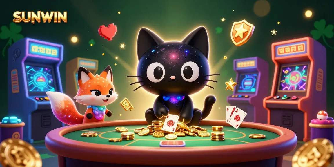 Experience SUNWIN's cosmic casino action with 3D cartoon characters and vibrant gaming elements.